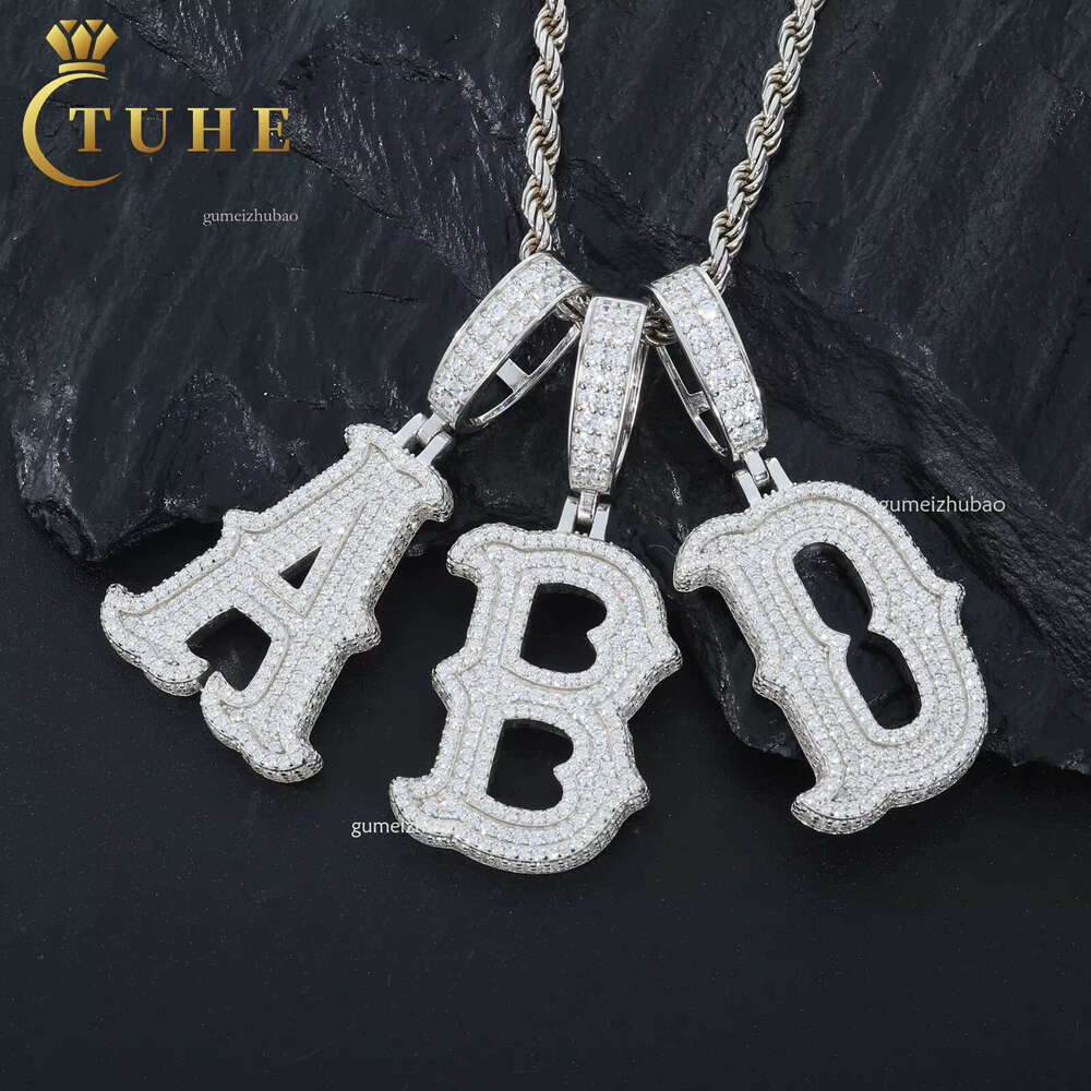 Iced Out Custom Hip Hop A-Z Letter Pendants Sterg Sier Moissanite Initial Pendant Men Jewelry