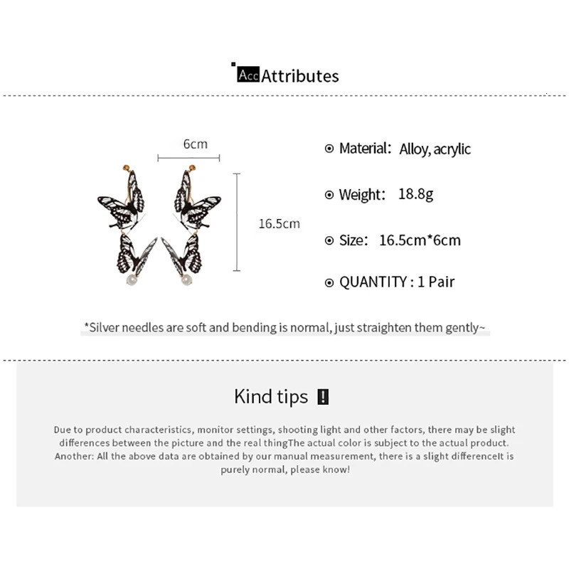 Black hollow butterfly pendant earrings long tassel suitable for women to elegantly pearl drop temperature jewelry 250326
