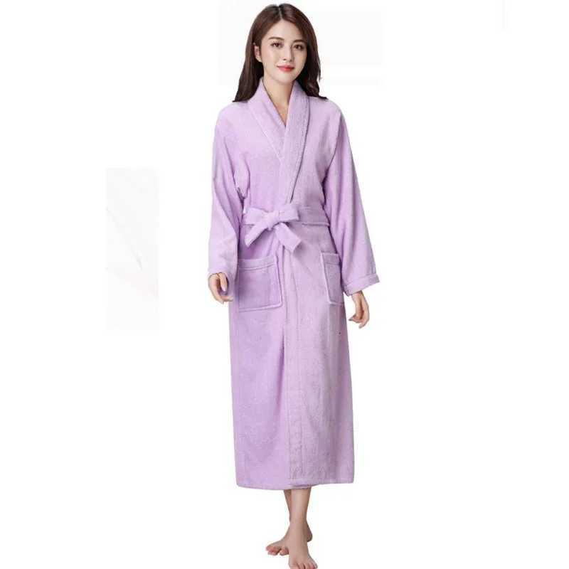 100 Cotton Toweling Terry Extra long Robe Lovers Soft Bath Robe Men And Women Nightrobe Sleepwear Male Casual Home Bathrobe C251104