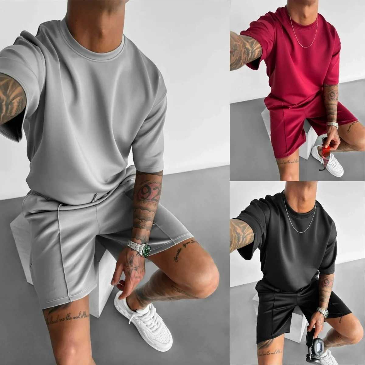 Men 2025 summer fashion sports design sense simple casual solid color quick drying short-sleeved T-shirt trend clothes W250403