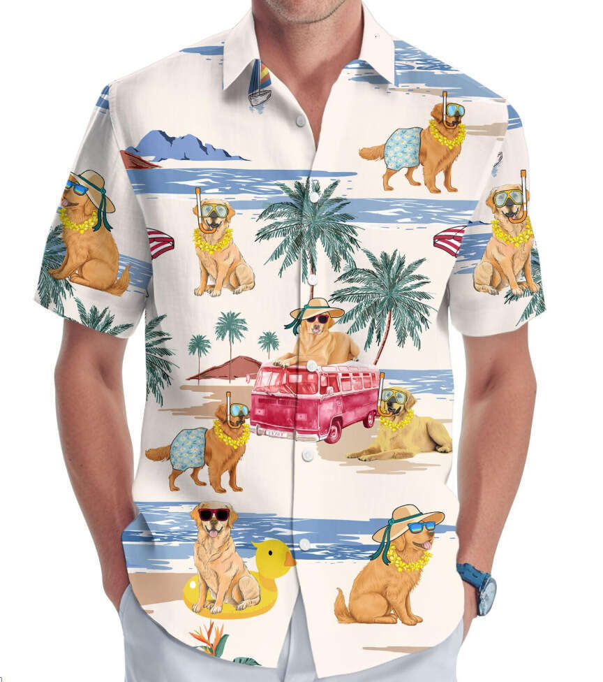 Summer plus size men's digital printed short sleeved shirt source manufacturer 2025 new casual versatile fashion clothing