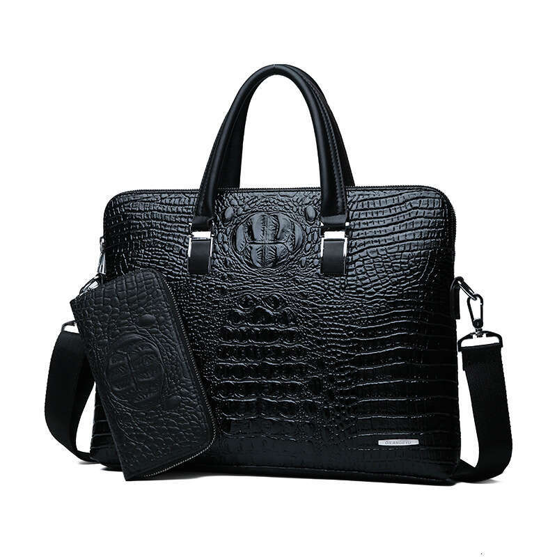 Large Capacity Business Crocodile Pattern Handbag Single Shoulder Official Document Computer Gift Men's Bag Wholesale 2025 New Casual Fashion Tre