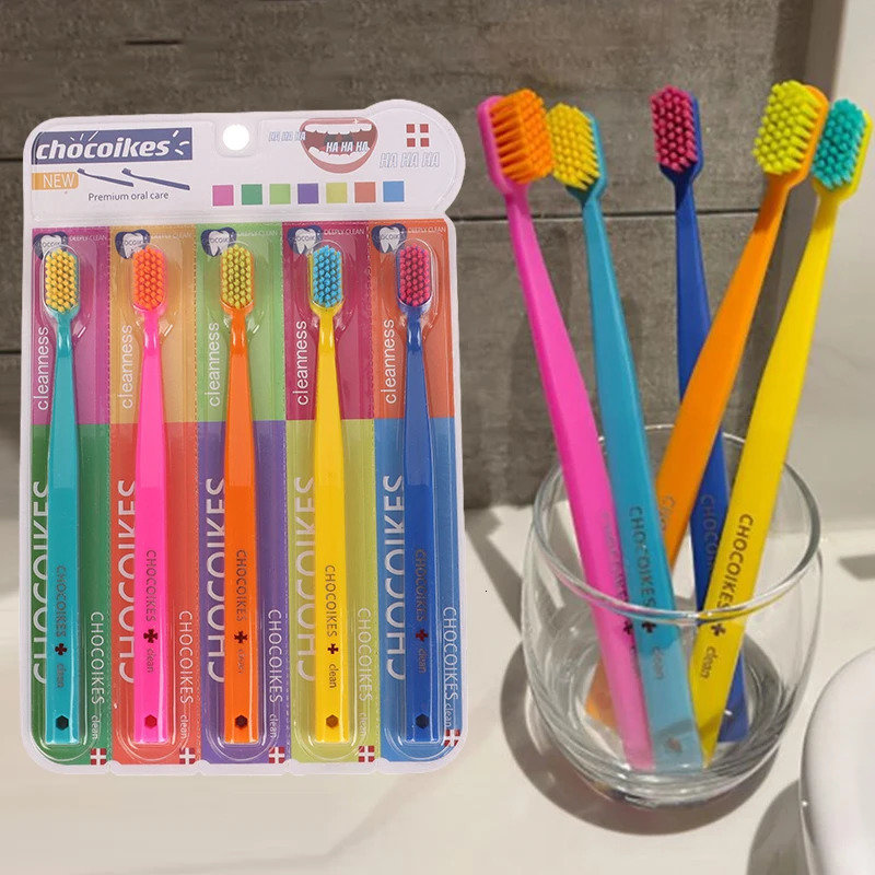 5pcs ultra soft color mens adult home toothbrush orthodontic oral hygiene sensitive gums 250325