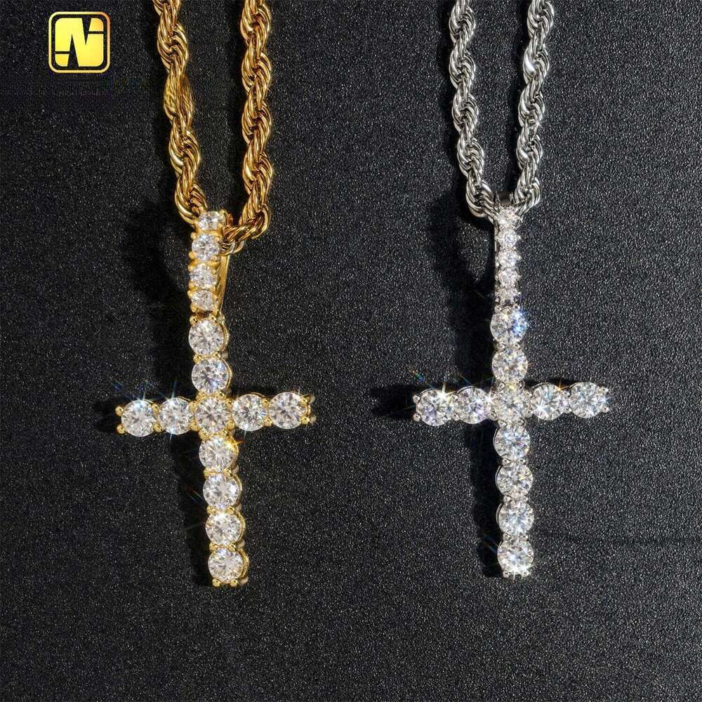 Pass Dia Tester Cross VVS moissanite Sterg Sier Hip Hop Rock iced out Pendant Lucky Charms Custom Accepted