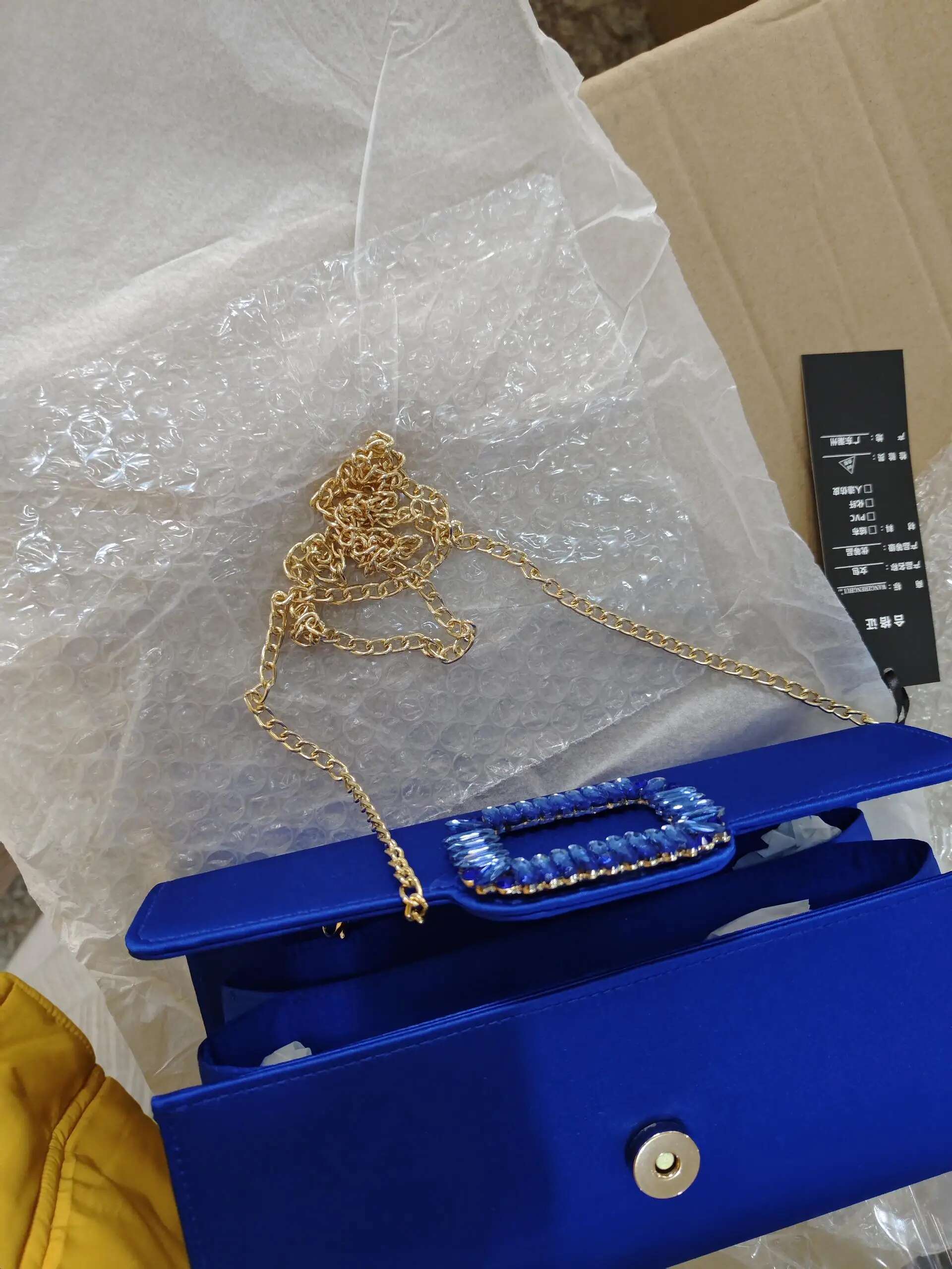 Royal Blue Handbag Rhie Pochette Femme Clutch For Women 2024 Flap Evening Party Bags Purse Clutches With Chain
