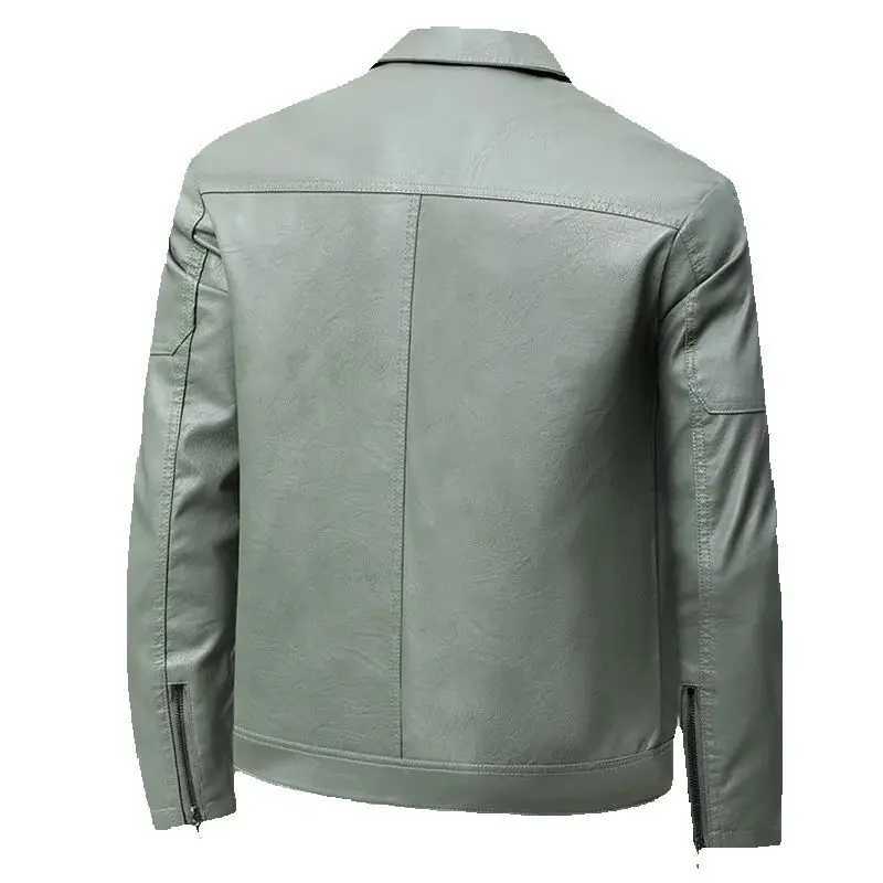 Spring Autumn Turn Down Collar Jackets Leather Coats Men Solid Moto Biker Outwear Slim Fit Casual Leather Jacket Plus Size M8XL J2511031