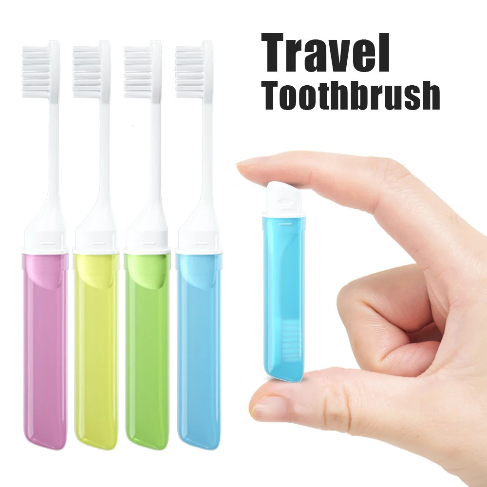 Mini travel toothbrush foldable portable small dental brush adult transparent candy color 250325