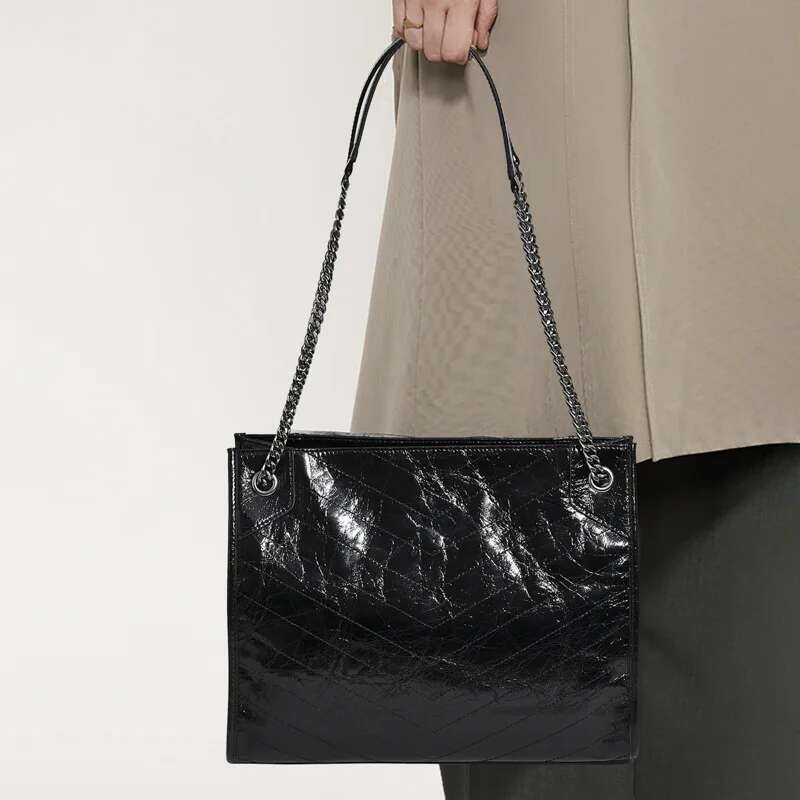 Genuine Pitot 2025 New Design Oil Wax Head Layer Cowhide Vintage Ing Ladies Large Capacity Chain Shoulder Bag