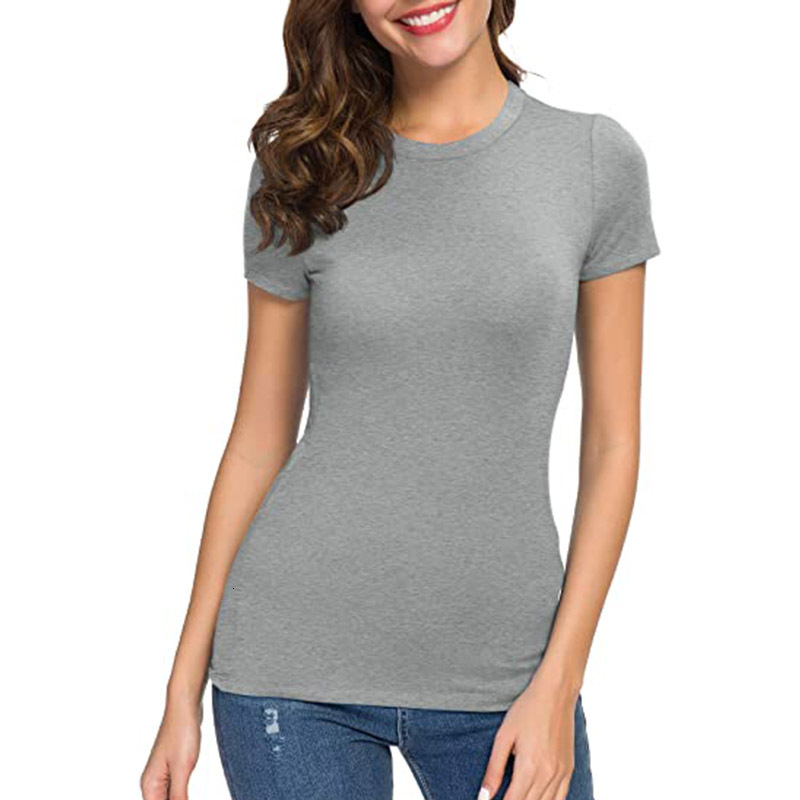 New hot selling women's T-shirt summer casual slim fit small round neck short sleeved top