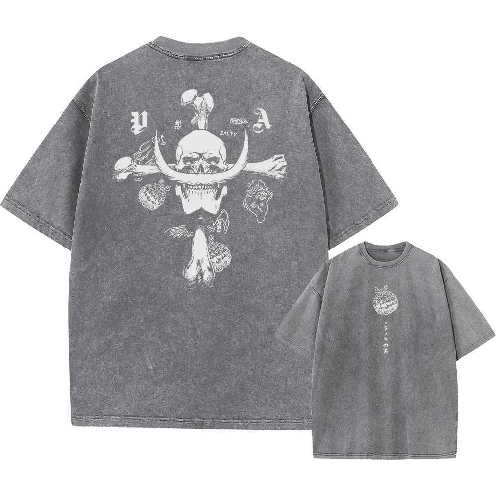2025 Anime One Piece Luffy Laundry T-shirt Mens Printed Cotton T-shirt Short Sleeve T-shirt Oversized Top Fashion Street Clothing Unisex W250403
