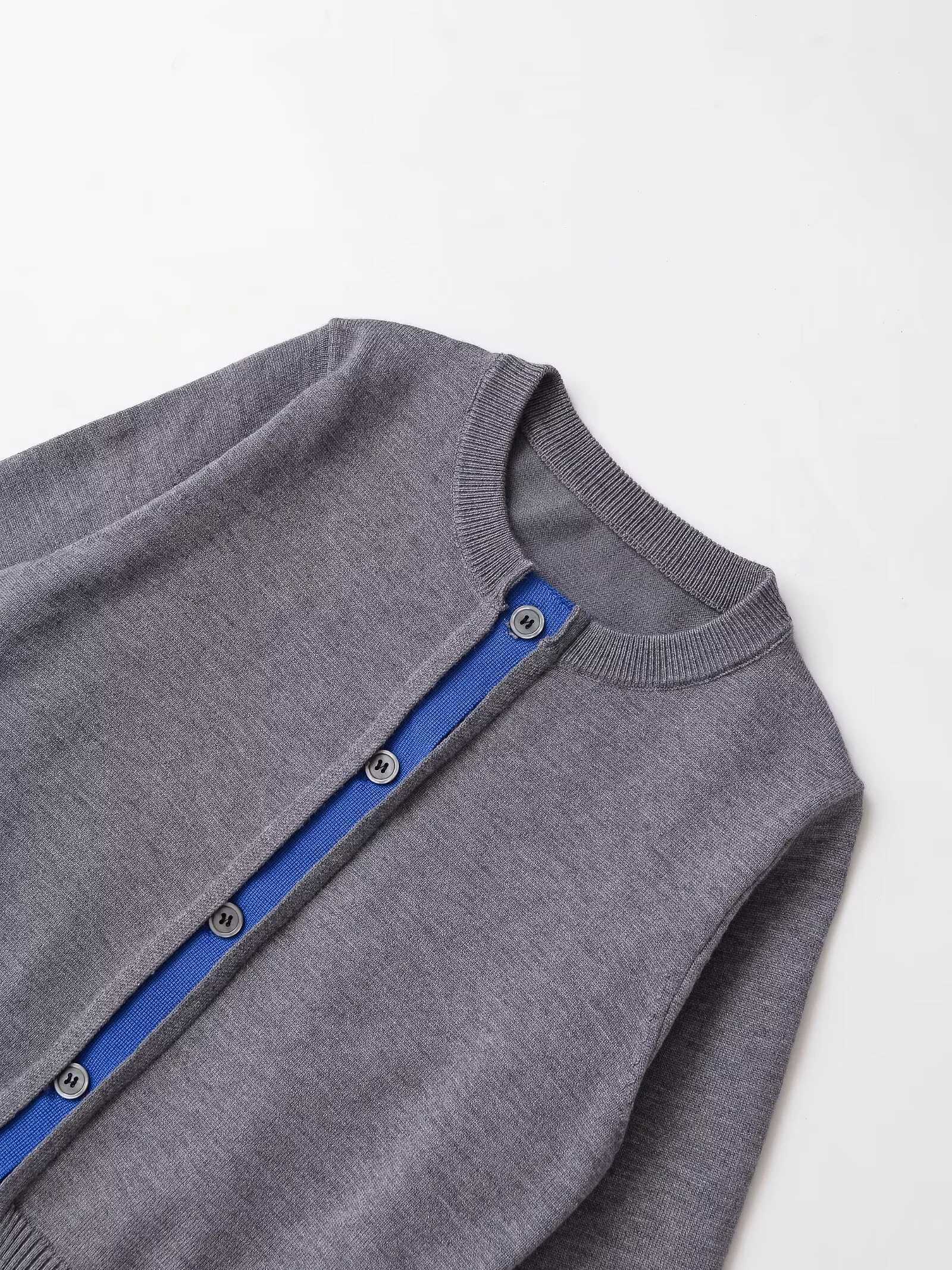 2025 Autumn New Womens Casual Fashion Versatile Sweet Splicing Round Neck Long Sleeve Sweater Knitted Cardigan Coat J251103