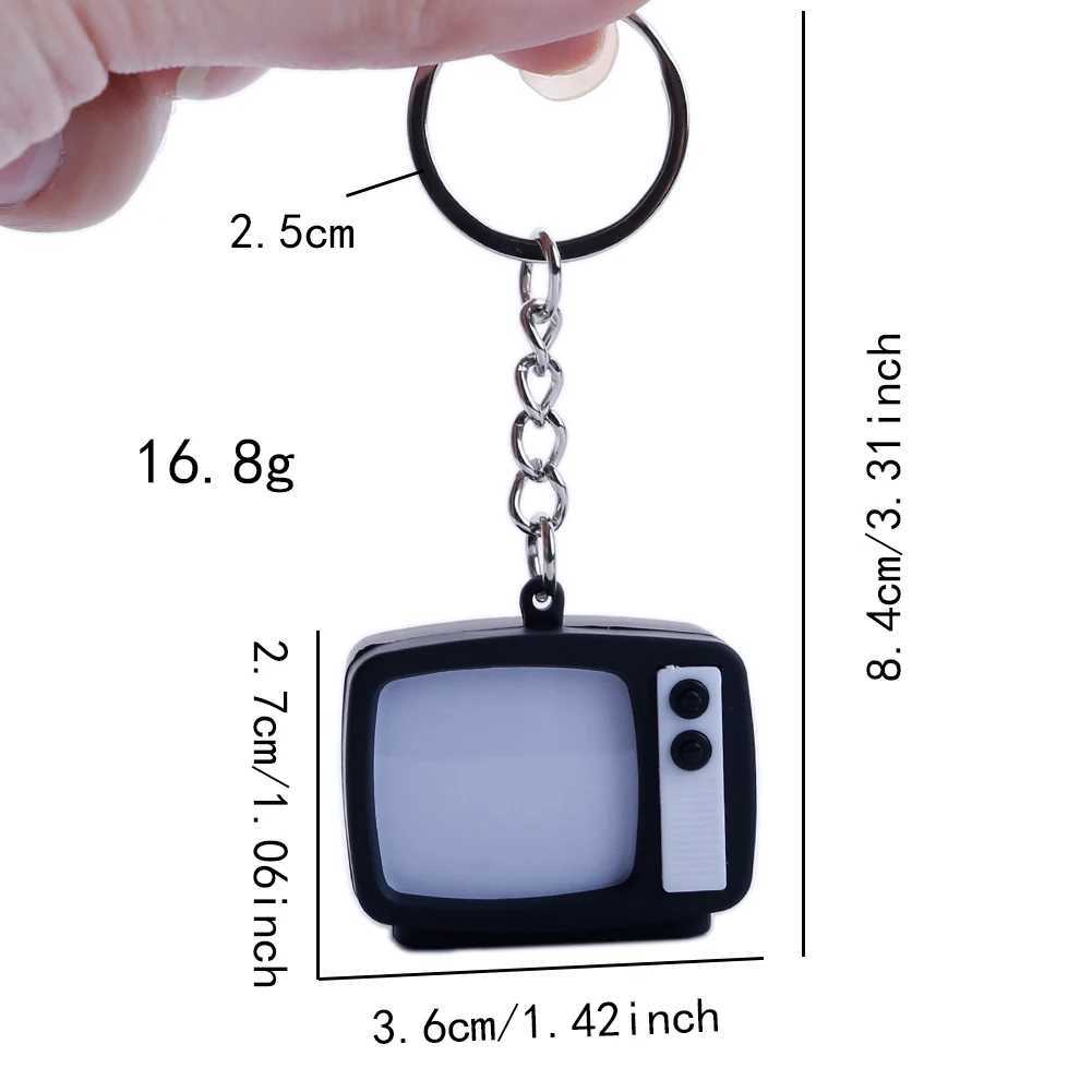 Mini Retro Tv Keychain Screen Without Signal Horror Customized Screen Pattern LED Sound TV Model Keyring For Bag Charms Key RingW251103