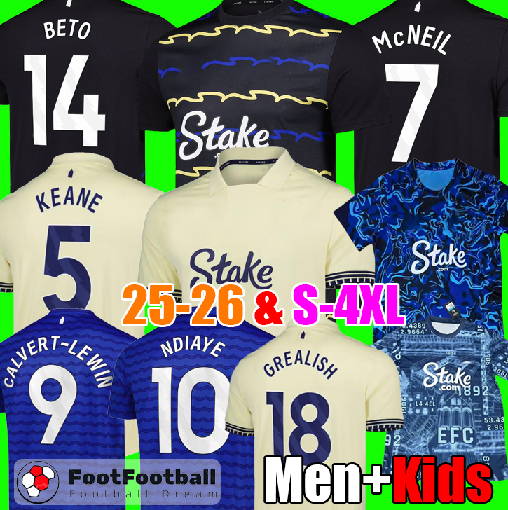 2025 PATTERSON KEANE YOUNG HARRISON 25 26 football shirt Soccer Jerseys McNEIL MANGALA GANA BETO BROJA CALVERT-LEWIN GARNER Kids Football Kit