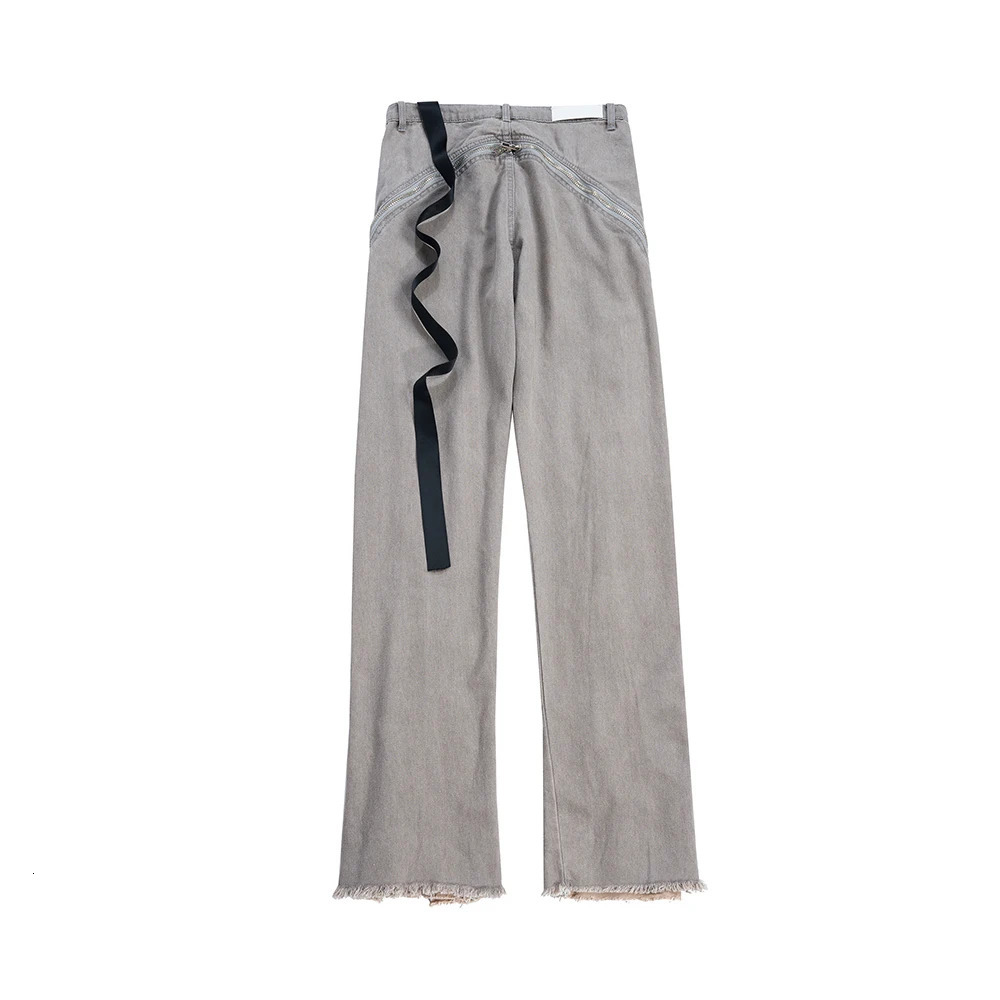 Long zipper Silhouette Pantalones Hombre waist belt pocket jeans men RO straight Y2K denim Trouser oversized cargo 250402