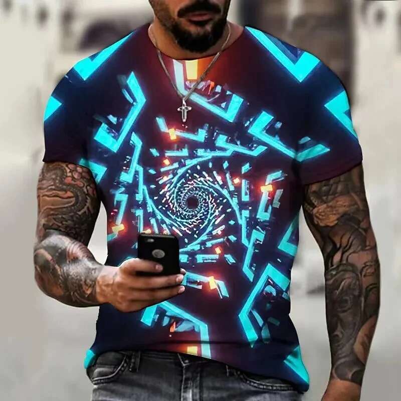 Fashion 3D printing cool short sleeved street top high-quality plus size T-shirt men's clothing XS-6xl