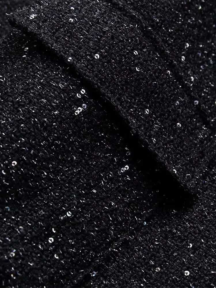 Nlzgmsj Women Shiny Sequin Jacket Y2k Gold Color Stand Collar Long Sleeve Short Coat Autumn Winter Ladies High Streetwear J251103