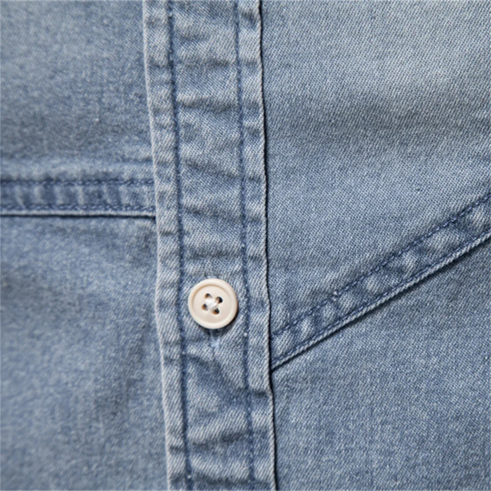 AIOPESON mens cotton denim slim fit long sleeved shirt casual highend fashion comfortable 250411e