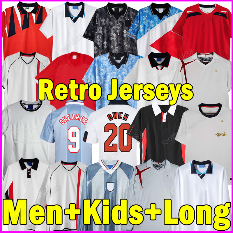 XXXL 4XL Retro 90 92 EnglandS Soccer Jerseys SCHOLES SHEARER 96 97 national football team McManaman GASCOIGNE 98 99 Football Shirts 04 06 football kits Men Kids Kit Set