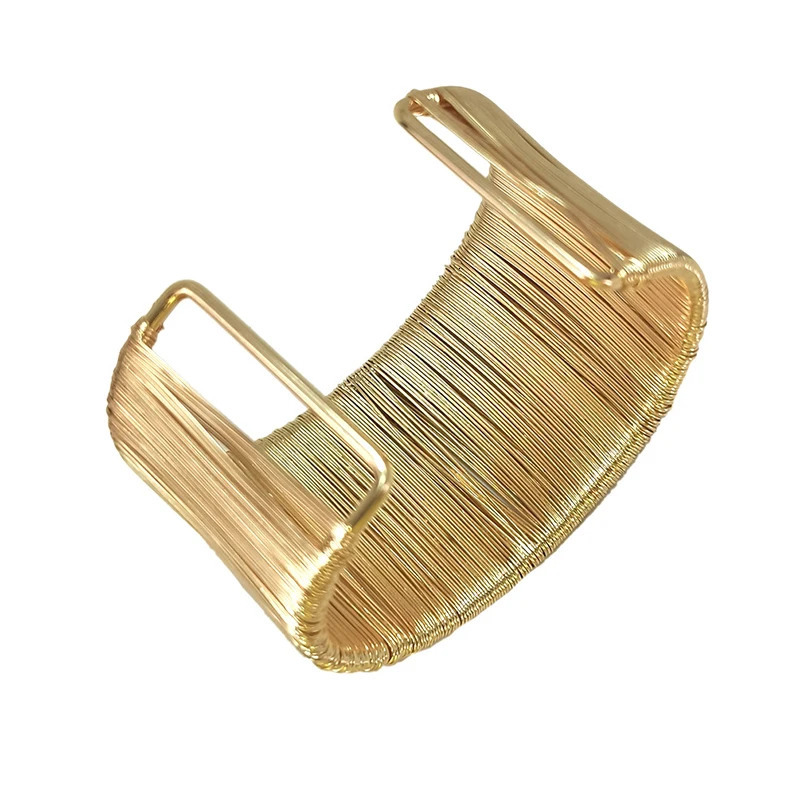 Women Fashion Open Cuff Bracelet Bangle Punk Metal Wire String Adjustable Vintage Exaggerated Gold Silver Color Jewelry Bangles 250327