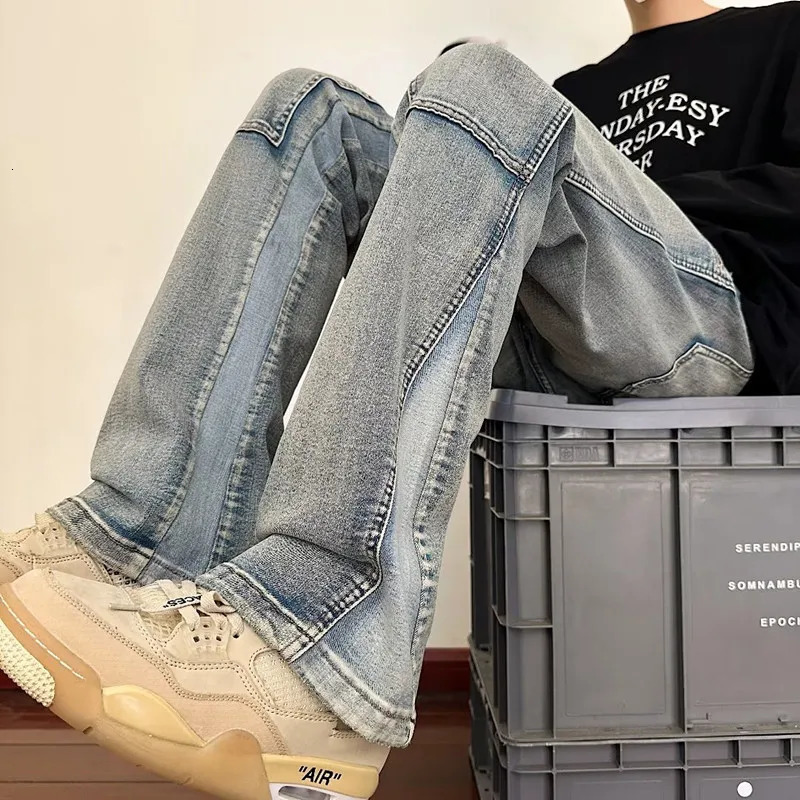 Y2K Streetwear Kpop Flare Jeans Cargo Pants Mens Straight Old Retro Hip Hop Cowboy Trousers Pantalones Hombre 250402