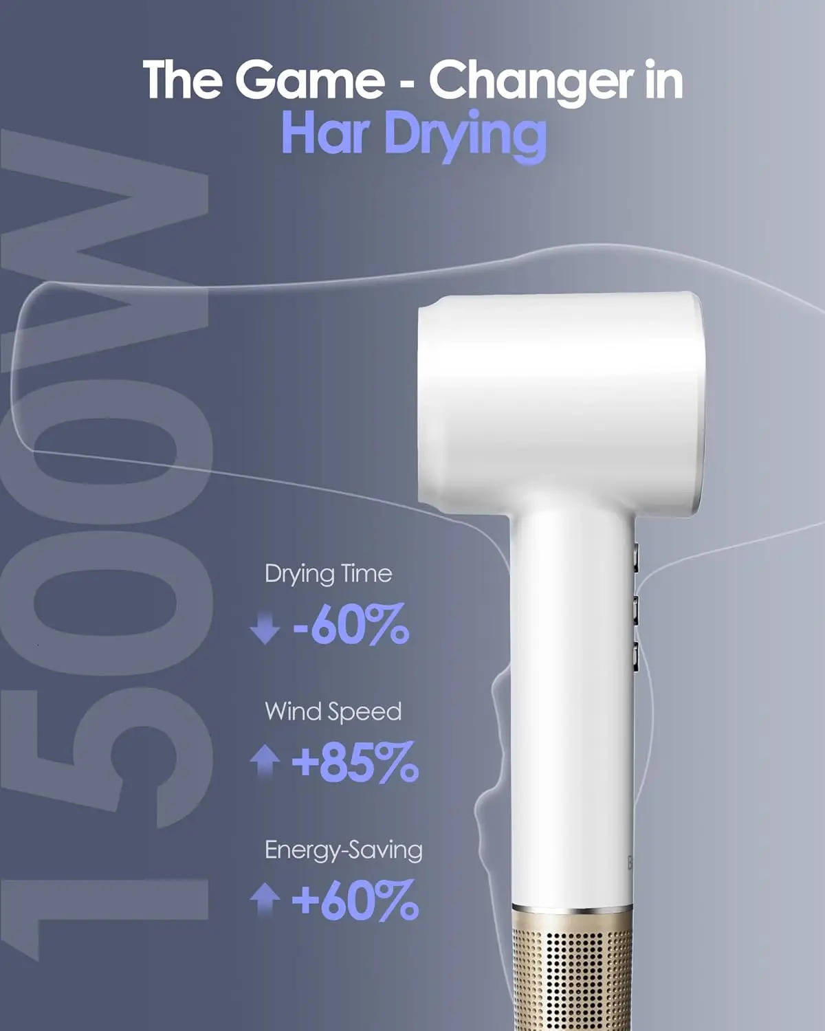 Electric hair dryer 120000RPM brushless negative ion 1500W highpower lownoise professional salon 250325