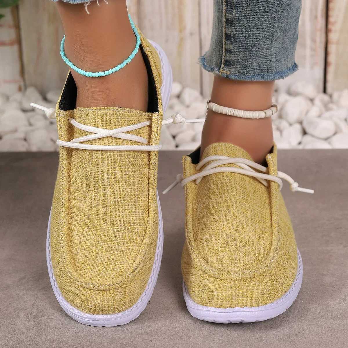 2024 Autumn New Womens Casual Comfortable Flat Shoes Womens Solid Lace Insoles Womens Fashion Sports Shoes Zapatos De Mujer Z250403