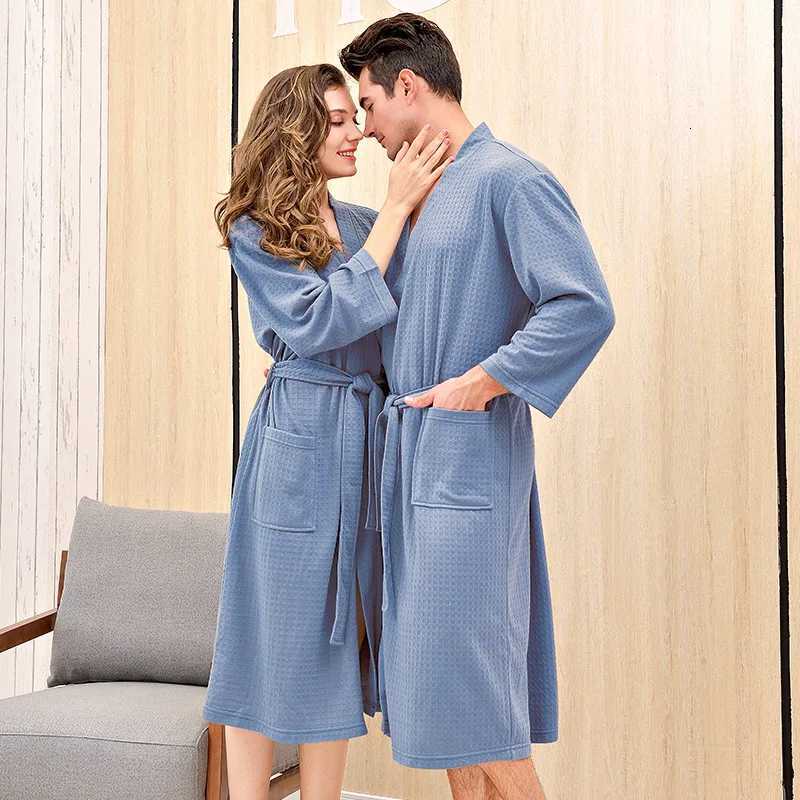 Autumn Winter Water Absorption Bath Robe Shower Towel Men Resort Spa Waffle Cardigan Bathrobe Plus Size Male Hotel Dressing Gown C251104