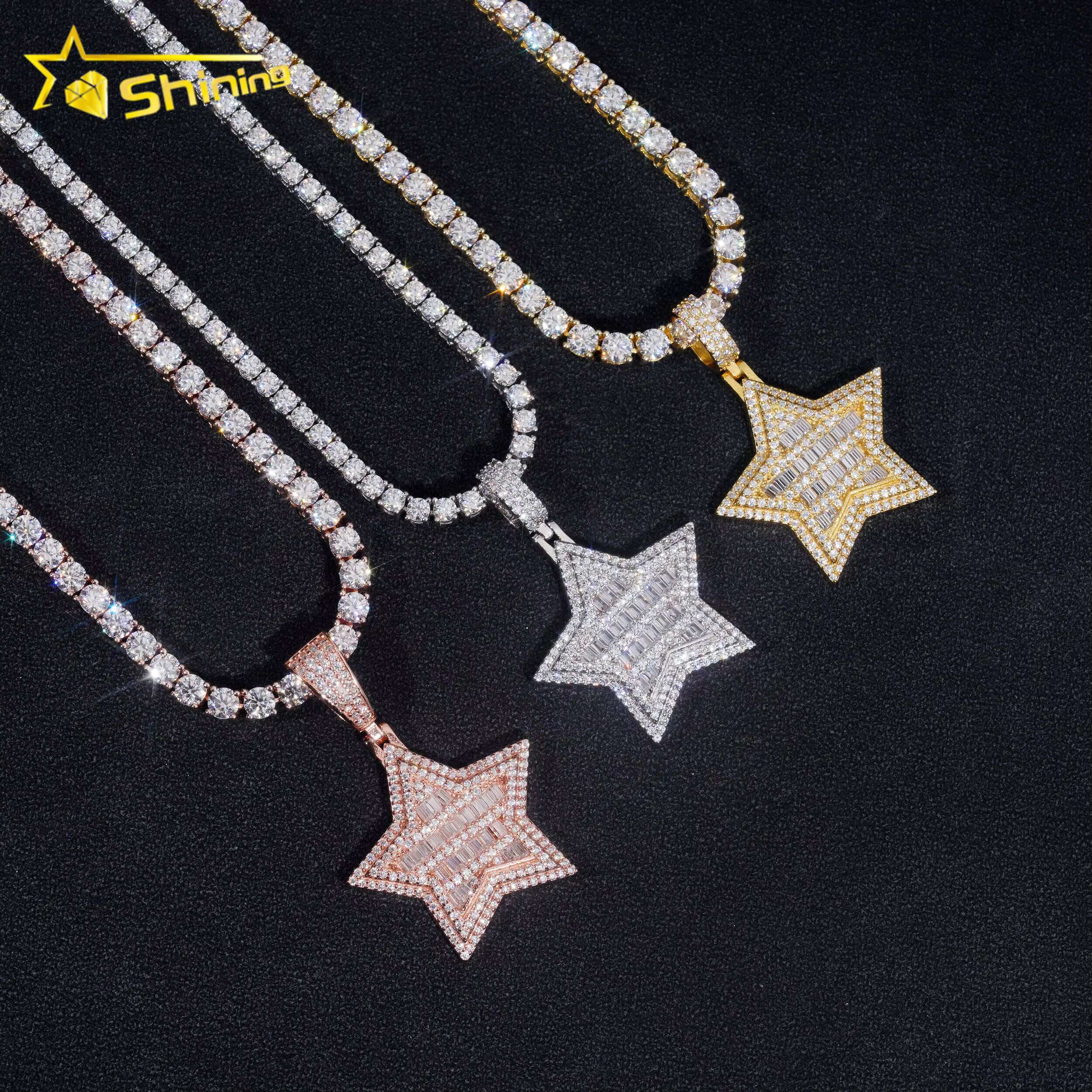 Ready to Ship Star Pendant 925 Sterling Silver VVS Moissanite Pendant Iced Out Diamond Pendant Fine Jewelry