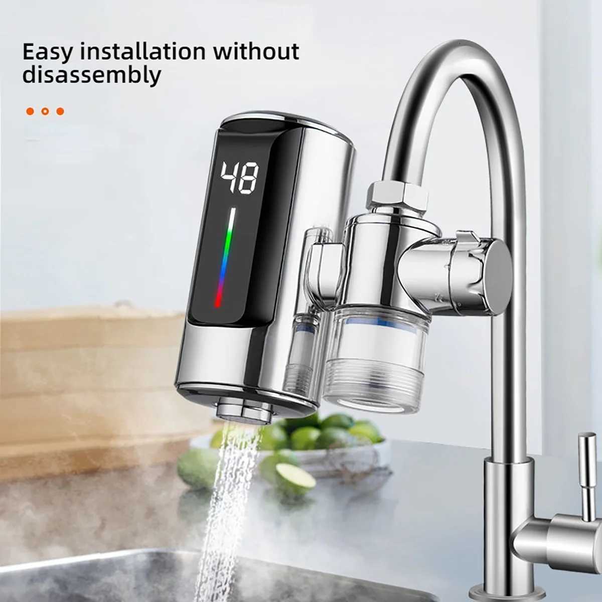 Electric Kitchen Sink Water Heater Tap Instant Hot Stainless Steel Water Faucet Heater Cold Heating Kitchen Accessories Y251104