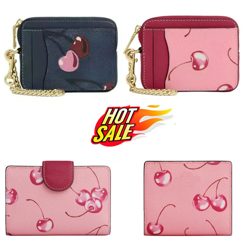New Short cherry Wallet Zip Fold Purse Wallet of Women Card Case Coin Purses wallet