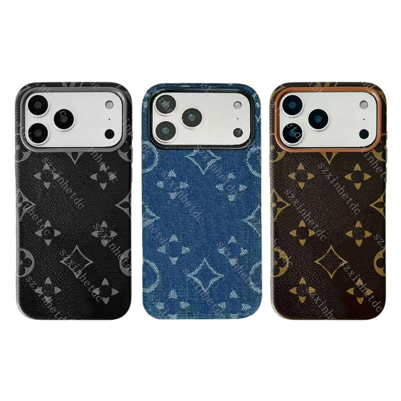 Designer iPhone Case Luxury denim Phone Case for Apple iPhone 17 Pro Max 16 Plus 15 14 13 12 ProMax Fashion Leather Cases iPhone17 iPhone16 Lanyard Case Cover
