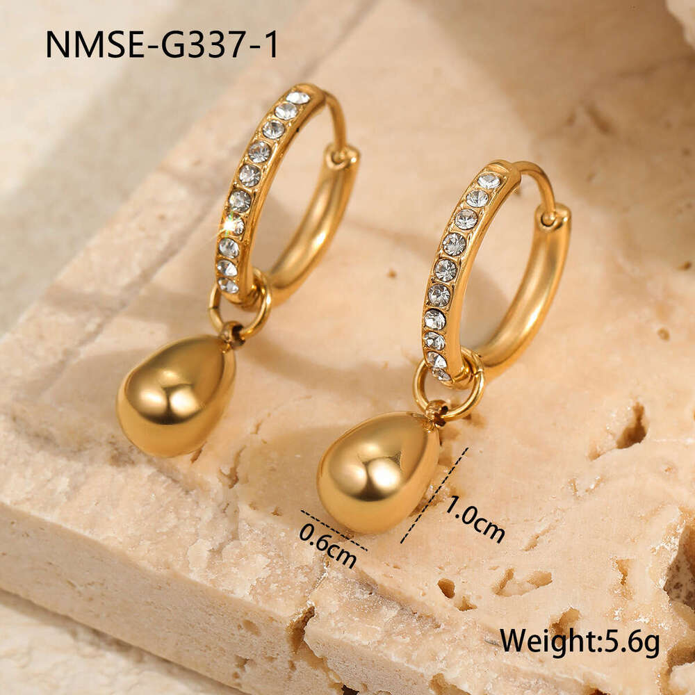 Cross-Border Hot-Selling Fashion Small Hoop Earrings Stainless Steel Clips 18K Gold Plated Design Sense Light Luxury Diamond-Studded Ear Jewelry Whole