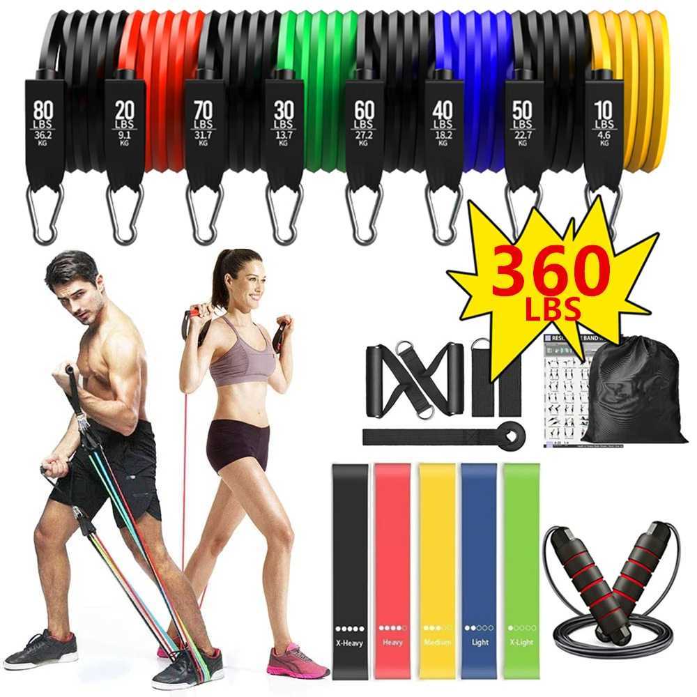360lbs fitness exercise resistance band set elastic tube pull rope yoga band training fitness equipment Y250403
