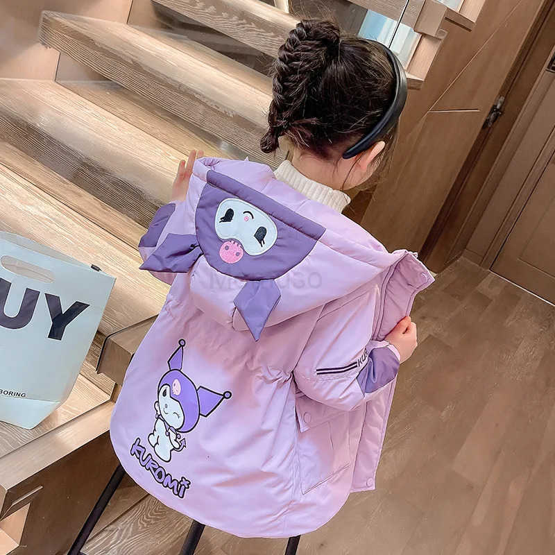 Sanrio Girl Child Cotton Clothes Kuromi Autumn Winter New Velvet Thicken Keep Warm Kawaii Anime Figure Childrens Clothing H251104