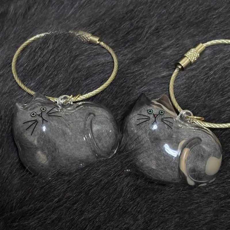 Cat Fur Memorial Charm Resin Keepsake Capsule for Pet Hair Portable Keychain Pendant for Hair Rainbow Bridge Pendant C251104