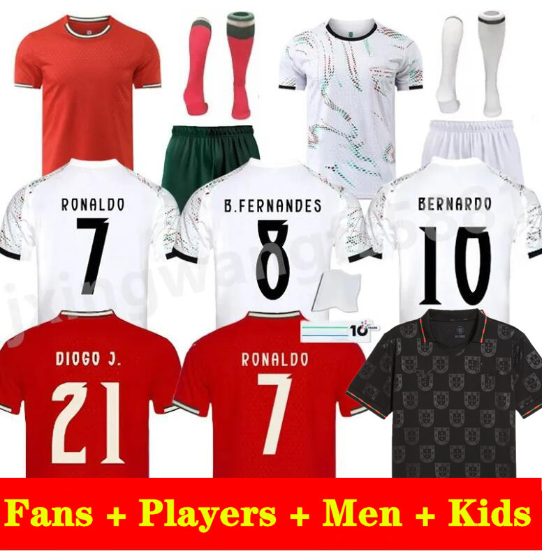2025 Ronaldo Portugal soccer jersey Black Panther Kit FERNANDES DIOGO J. Portuguesa Fans players25/26 Football shirt BERNARDO PEPE Men uniform Kids Footbal Kit