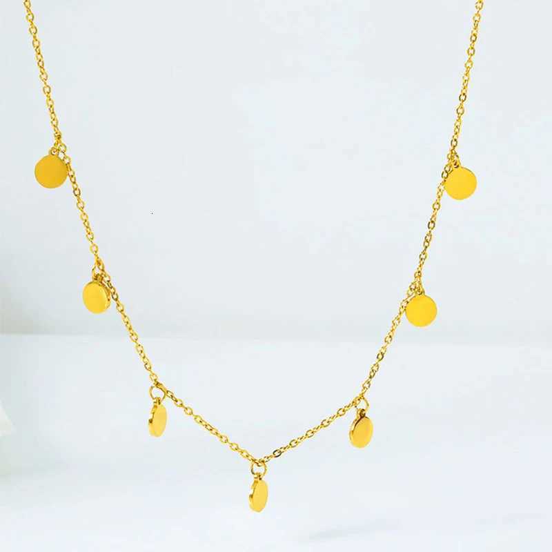 Fashion Simple Stainless Steel Round Small Coin Pendant Necklace For Women Gold Color Waterproof Geometric Charm CollarsXJ251104