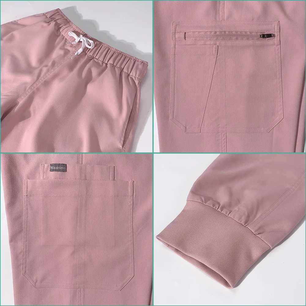 Pet Grooming Scrub Set Spa Uniforms Unisex V-NeCK Work CloTHes Medical Suit Summer Surgical Scrubs Top Jogger Pants W251104