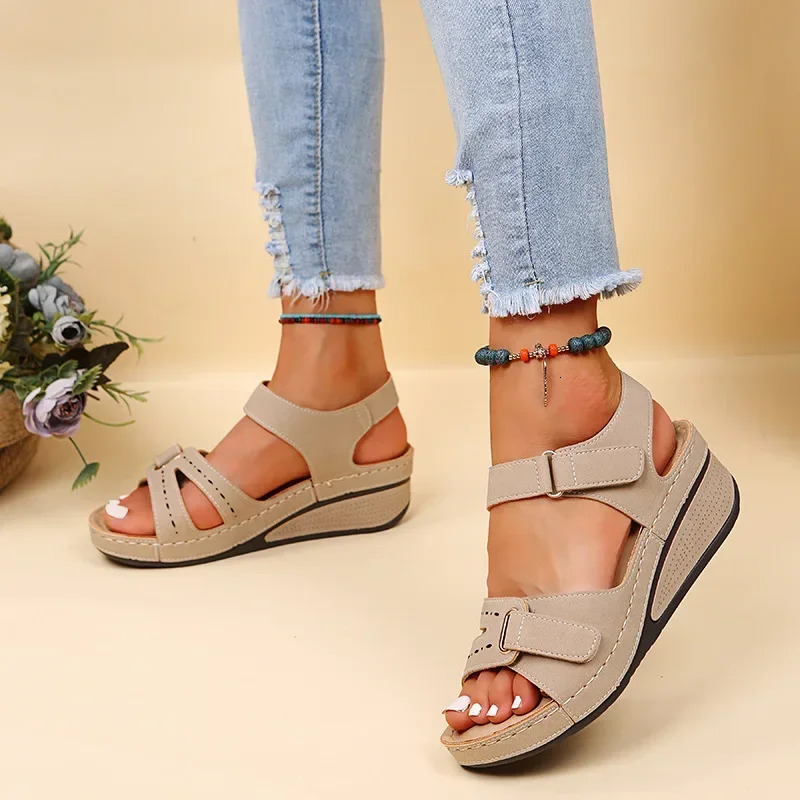 Customizable Summer Women Sandals Vintage Roman Sandals Female Fashion Non Slip Beach Shoes Open Toe Walking Women Shoes 251030