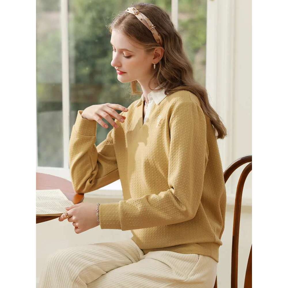 Thicken Hoodies For Women Embroidery Checkered Cotton Lapel Collar Loose Winter New Pullover Tops