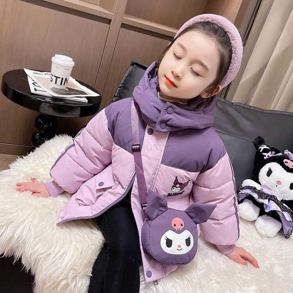 Sanrio Kawaii Winter Girl Cotton Clothes Cartoon Plus Velvet Thicken Baby Clothes Coat Child Cotton Coat Cotton Padded Jacket H251104