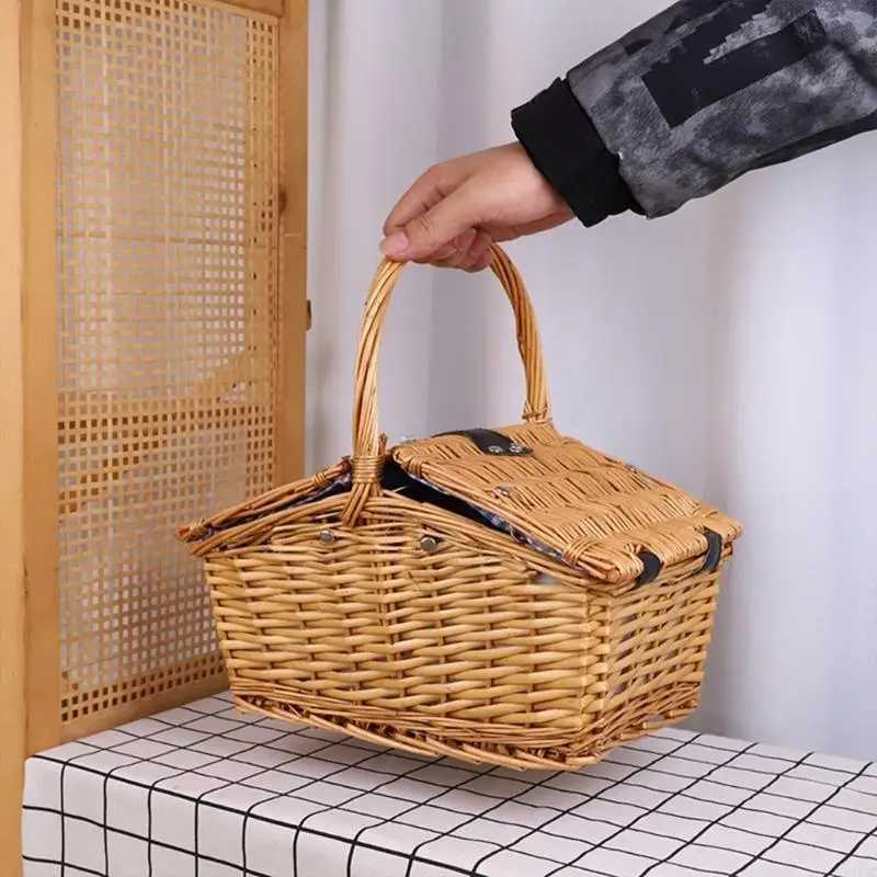 831C Handmade Wicker Picnics Basket Large Capacity Camping BasketC250403
