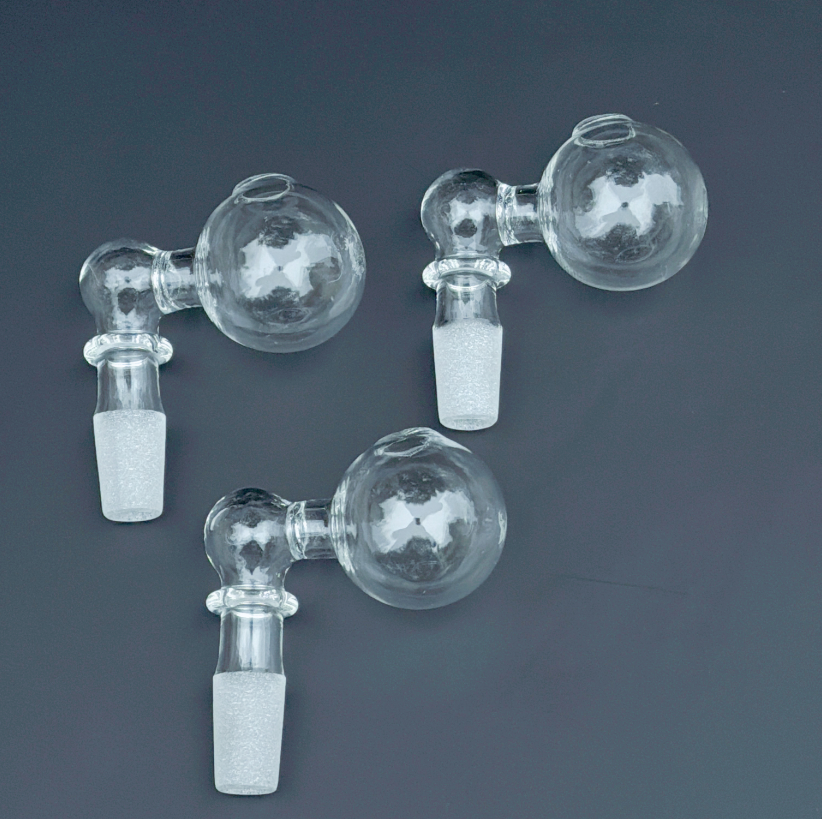 QuartzPro 14mm Male Clear Bent Curve Glass Oil Burner Pipe Attachment With 3CM 3.5CM Curved Big Head Bowl