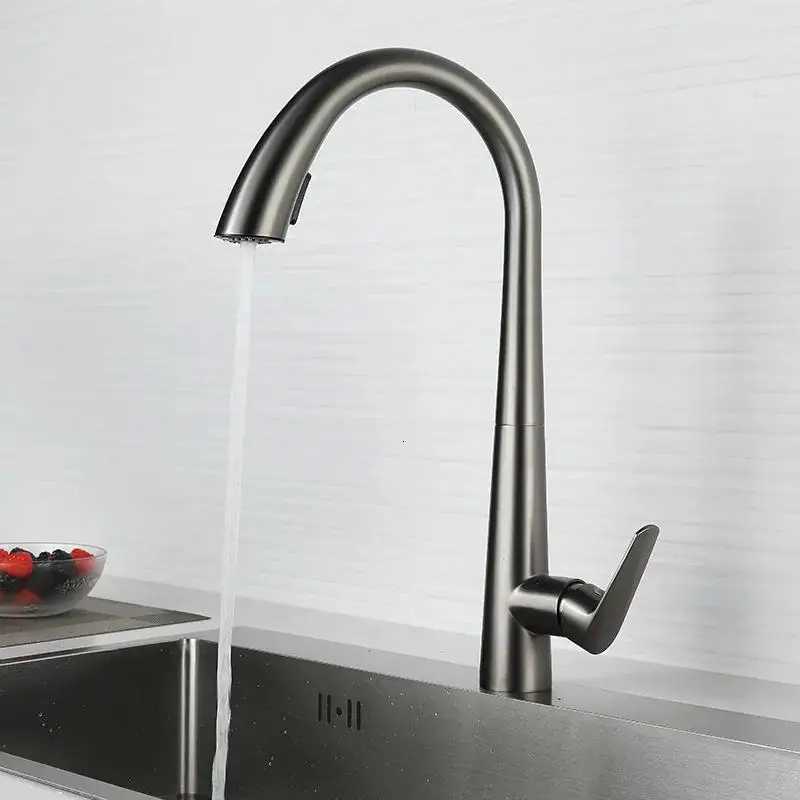 Kitchen Hot and Cold Faucet Pl-Out Stainless Steel Dual Outlet Sink Faucet Mixer Tap 360-Degree Rotatable Kitchen Faucet Y251104