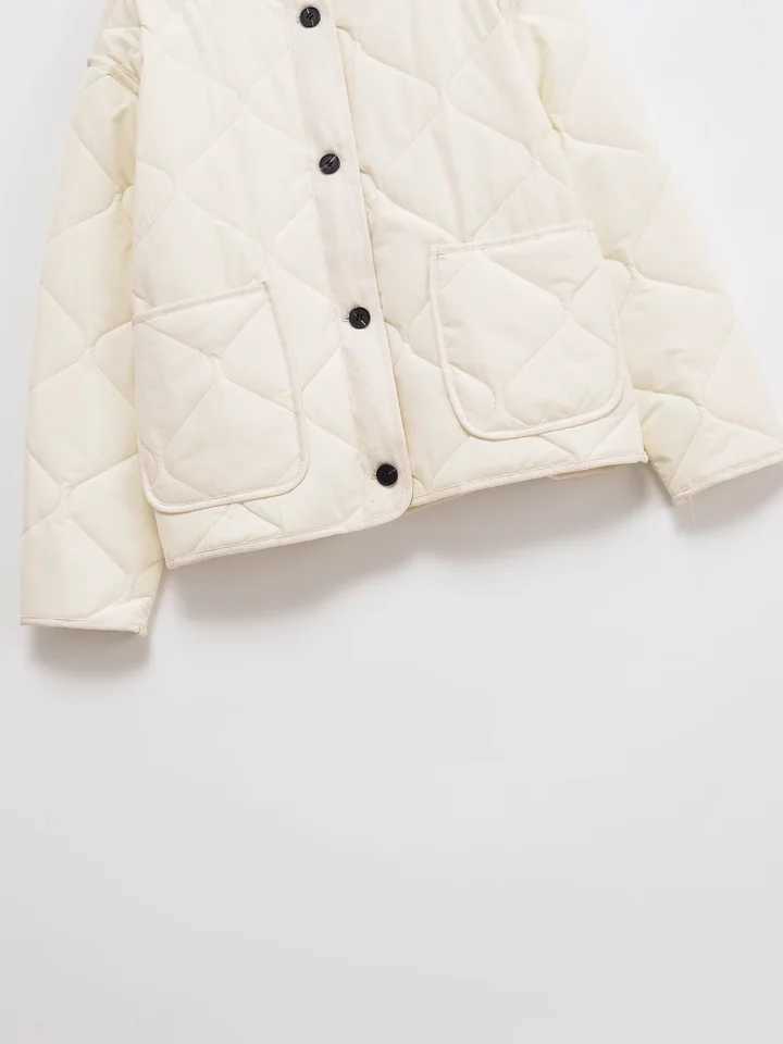 UNIZERA2025 autumn new womens casual fashion simple loose pocket waterproof round neck long sleeve button cotton jacket J251104