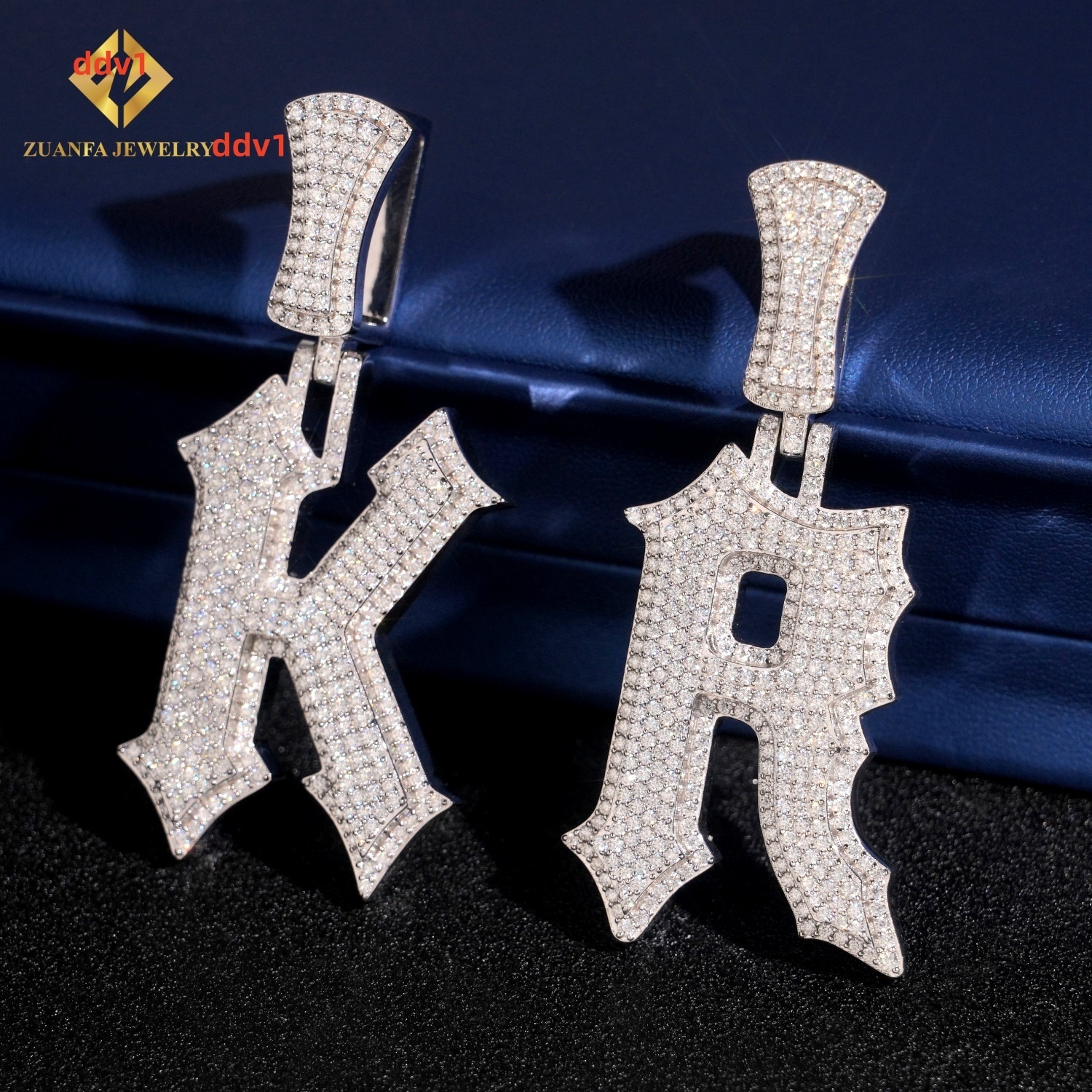 Wholesale Hip Hop Vvs Moissanite Jewelry Charm Bubble Pendant 925 Silver Iced Out Diamond Initial Letter R K Spikes Customizable