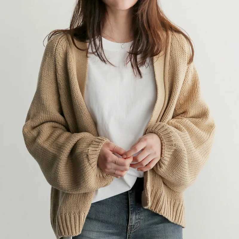 Elegant Knitted Solid Cardigan Coats Fashion Women Loose Long Sleeve Spring Autumn Sweaters Casual 2025 New Korean Cardigans J251103