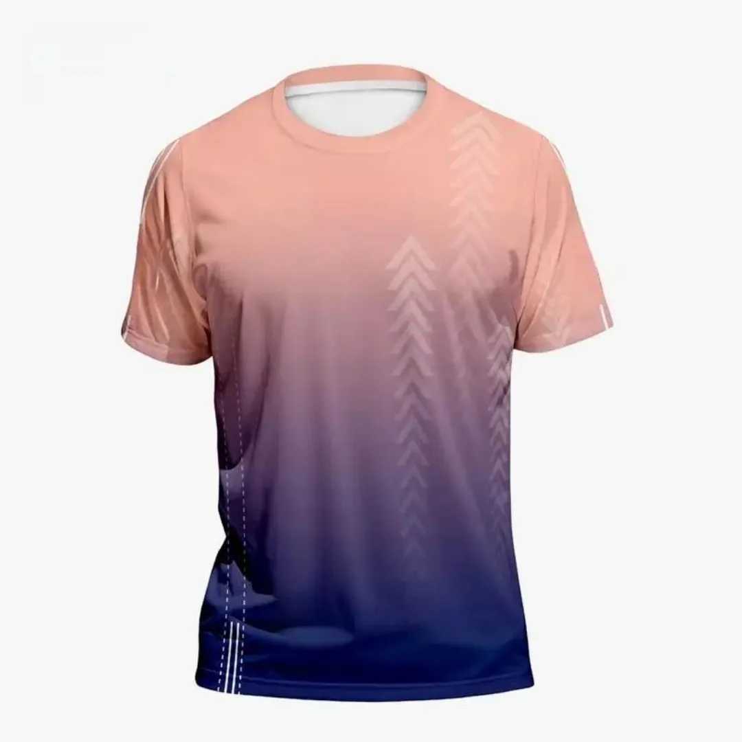2025 Summer Mens Sports T-shirt Fast Drying High 3D Gradient Short Sleeve T-shirt Outdoor Training Basketball Running W250403