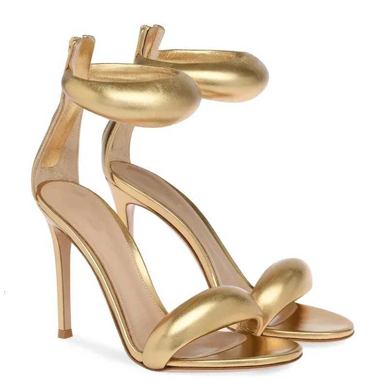 New Comfortable High Heels for Women Thin Heels Versatile Fashion Golden Open toed Shoes Sexy One Belt Fashion Sandals W251104