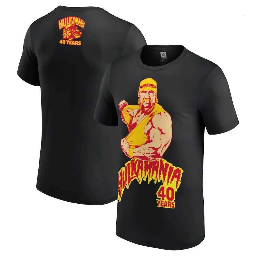 Mens ProSphere Black Hulk 40 Years Hulkamania T-Shirt Fast Drying Breathable Boxing Showmatch Oversized Short SLeeves Z251104
